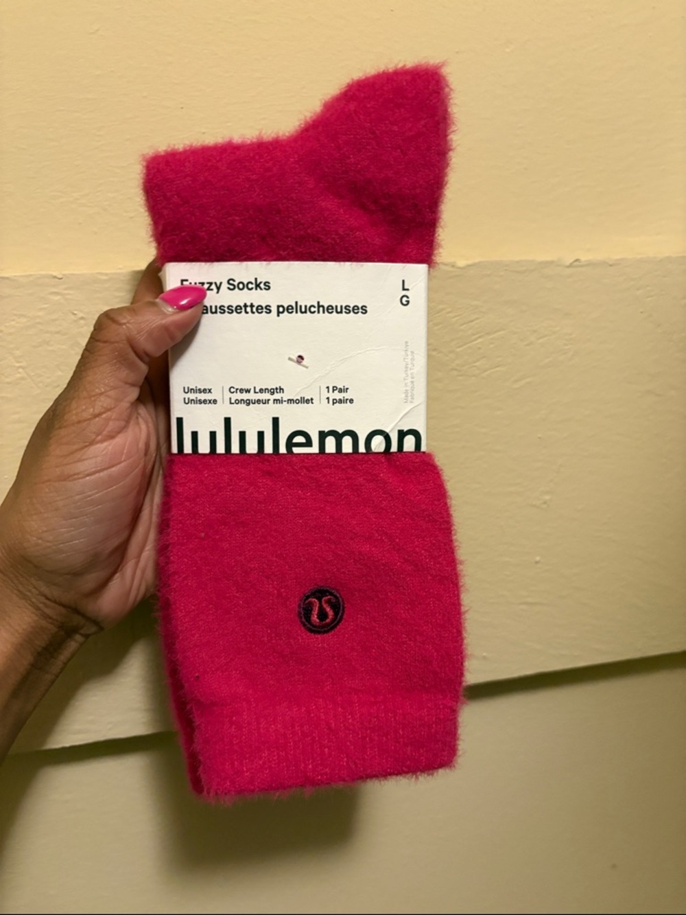 Lululemon Fuzzy Crew Socks - Bright Pink